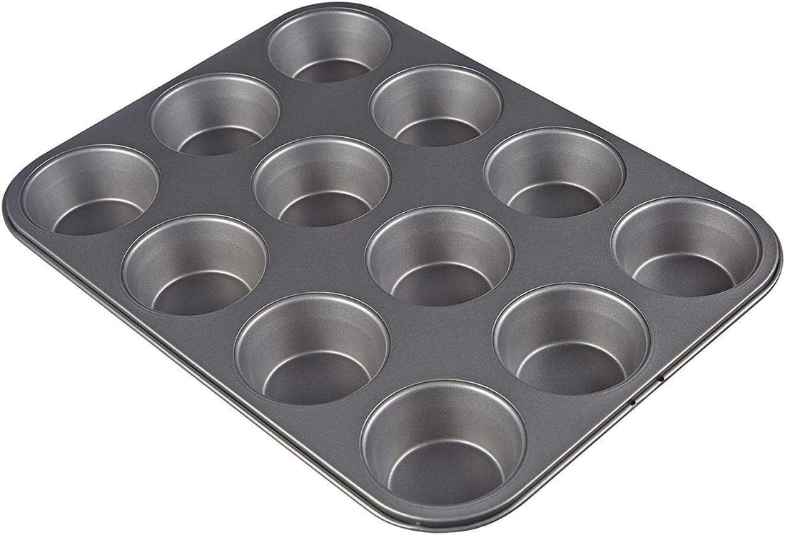 Dollar 12 Eyes Non-Stick Muffin Cake Pan Metal Cupcake Pan for Oven, Non-Stick Coating, Even Heat Distribution Dollar for Import Houseware