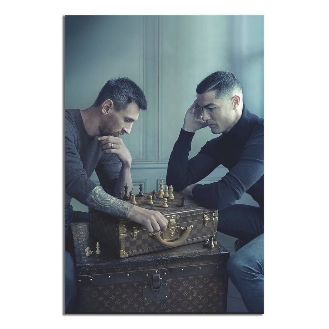 Football Sports Superstar Lionel Messi And Cristiano Ronaldo Poster Picture Canvas Wall Art Print Modern Home Room Game Art Decor 12x18inchs(30x45cm)