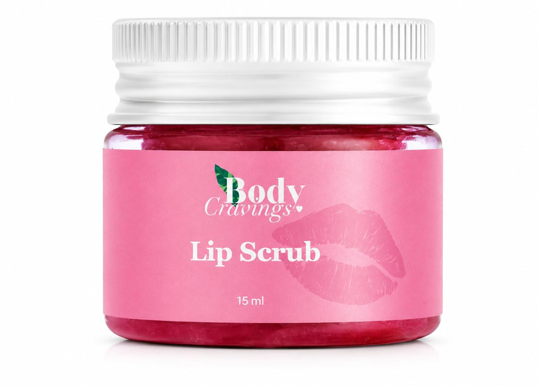 Body Cravings Strawberry Lip Scrub | 15ml | Exfoliating Lip Scrub with Sugar Crystals | Removes Dry, Flaky Lips | Moisturizing Formula for Soft, Smooth Lips