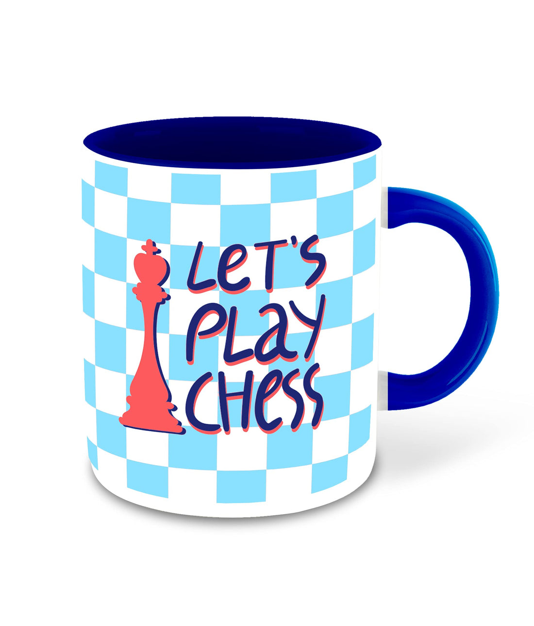 Chess Lover Inspired Printed Designer Dark Blue Inner Color Ceramic Coffee Mug (Chess, Gift for Chess Lover, Game, Sports) Design- 1