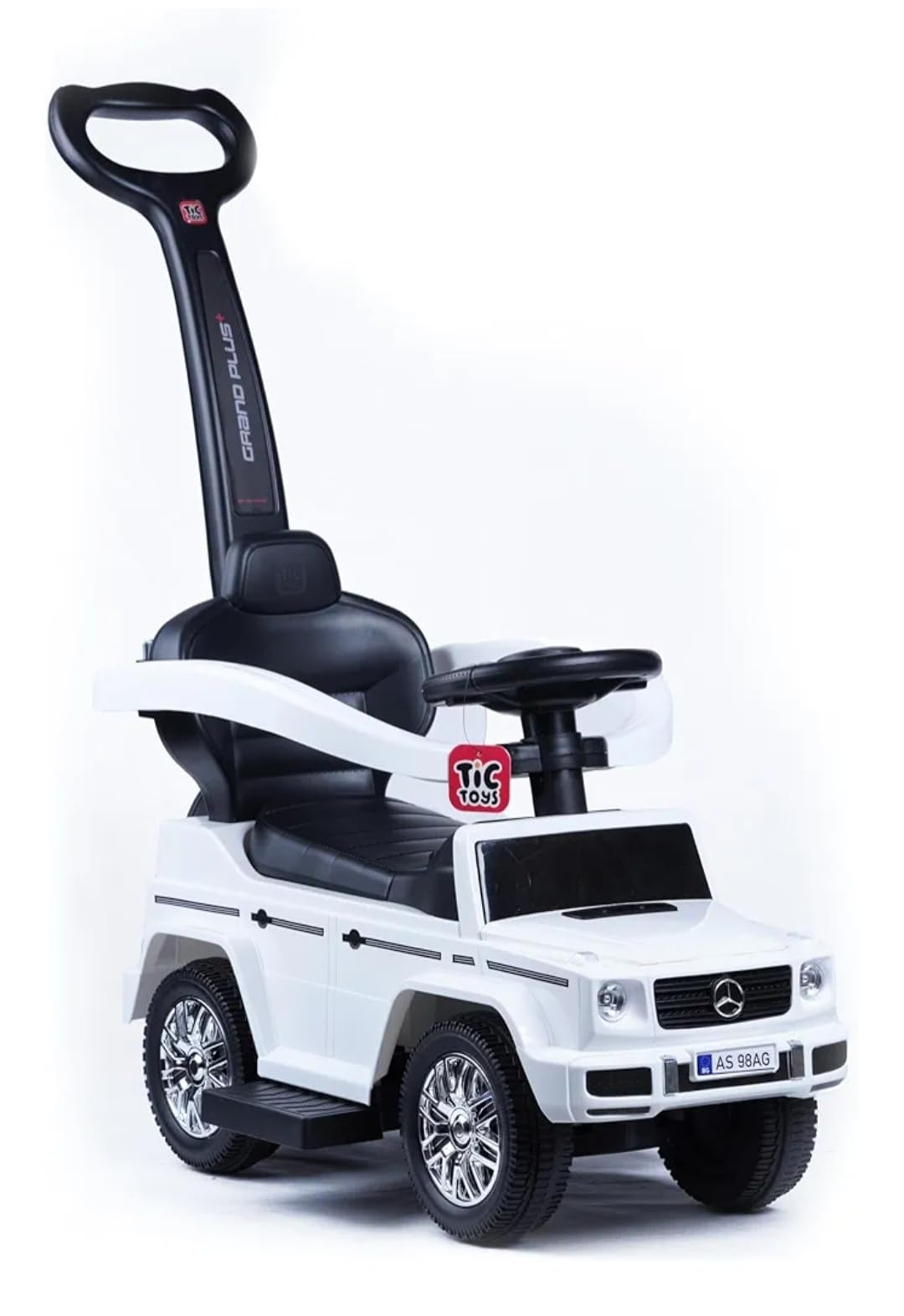 Baby Stroller with Parents Control Handle, Safety Belt, Music and Storage - Suitable for Boys and Girls (White)