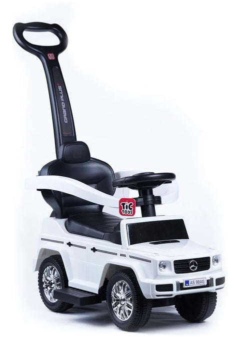 Baby Stroller with Parents Control Handle, Safety Belt, Music and Storage - Suitable for Boys and Girls (White)