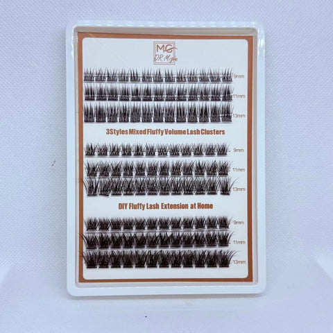 DIY Fluffy Volume Lash Clusters – 3 Styles Mixed Sets – At Home Lash Extensions – Natural & Dramatic Look – Lightweight Reusable False Eyelashes (120 Individual Lashes)