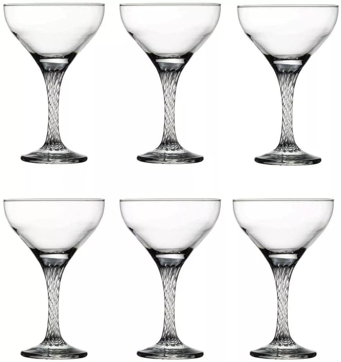 Pasabahce 6 Piece Large Twist Drinking Glass Set Suitable for Serving Water and Juices (280ml) Turkish Origin