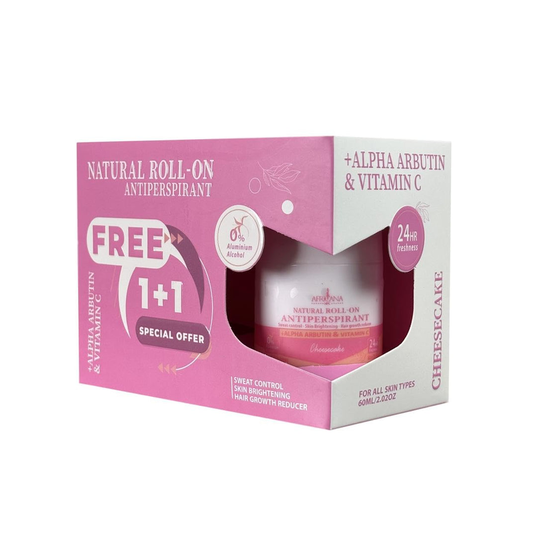 Africana Natural Deodorant Roll-On – Cheesecake Scent – Buy 1 Get 1 FREE