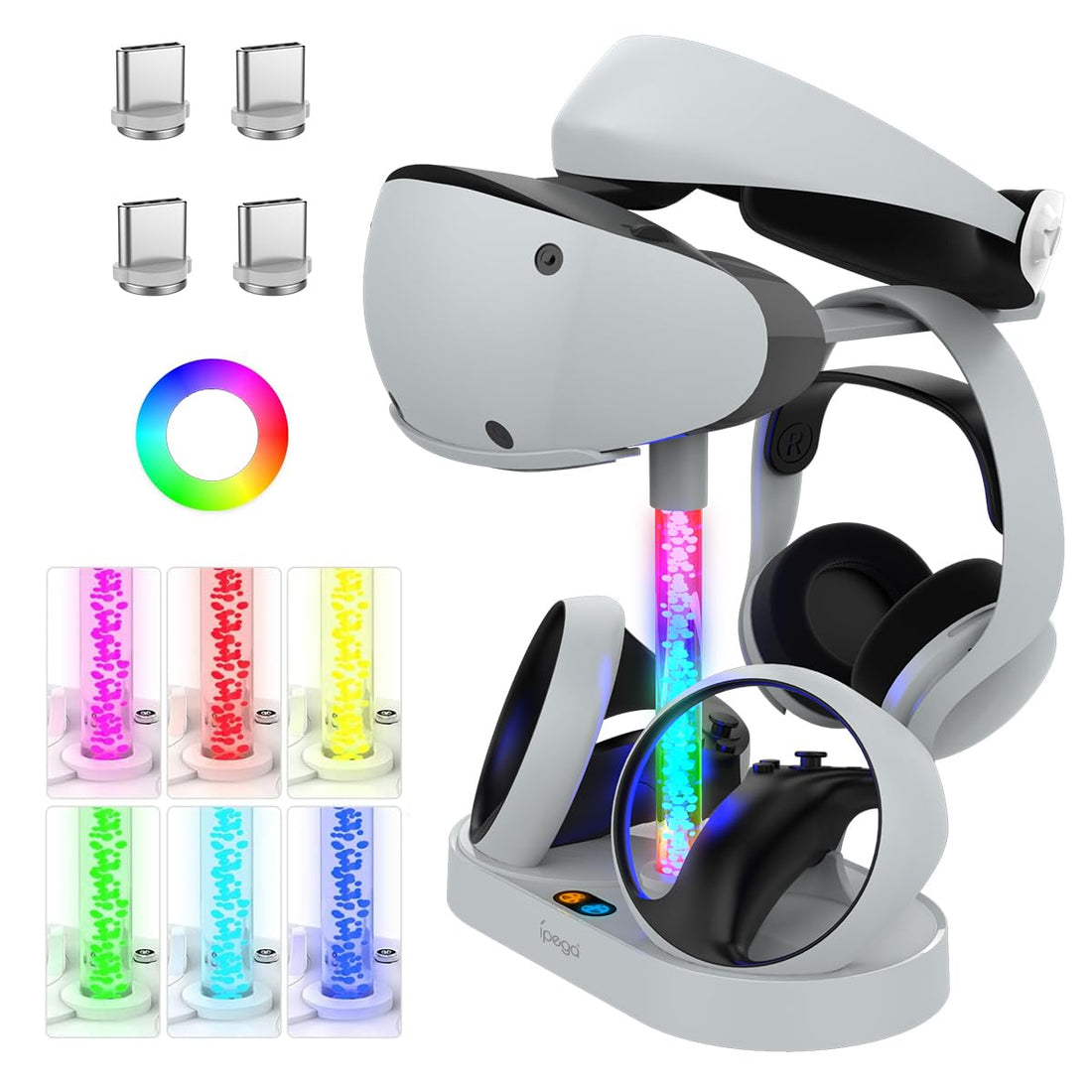 ElectronGeek ipega RGB Charging Dock for PS VR2 and VR2 Sense Controller Stand with RGB Light Charger Base