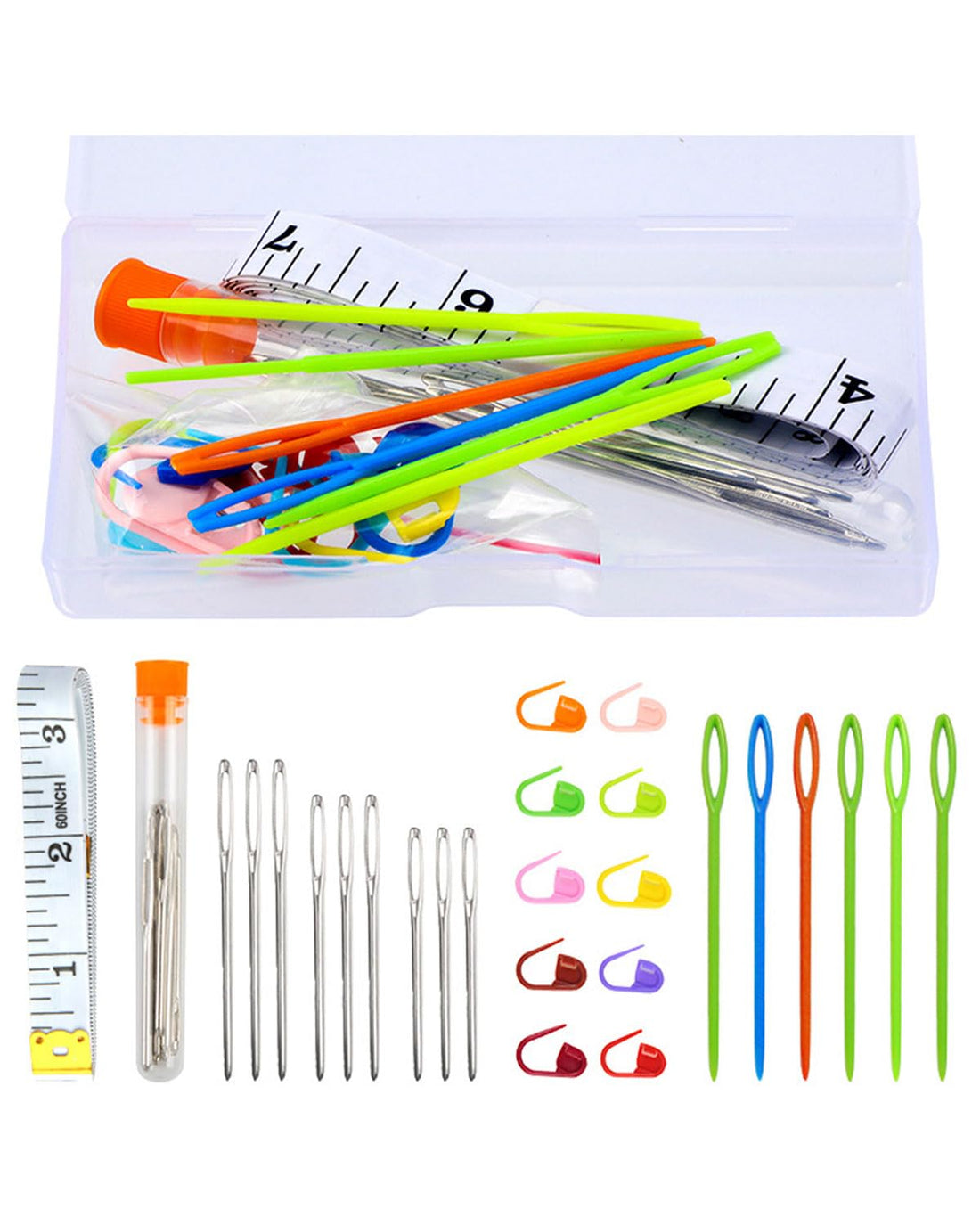MYGLOAR 26 Pack Sewing Needles, Embroidery Needles, Wool Sewing Needles, 4 Sizes Large Eye Needle Set, Wool Darning Needles, Hand Sewing Needles, Knitting, Embroidery, Sewing