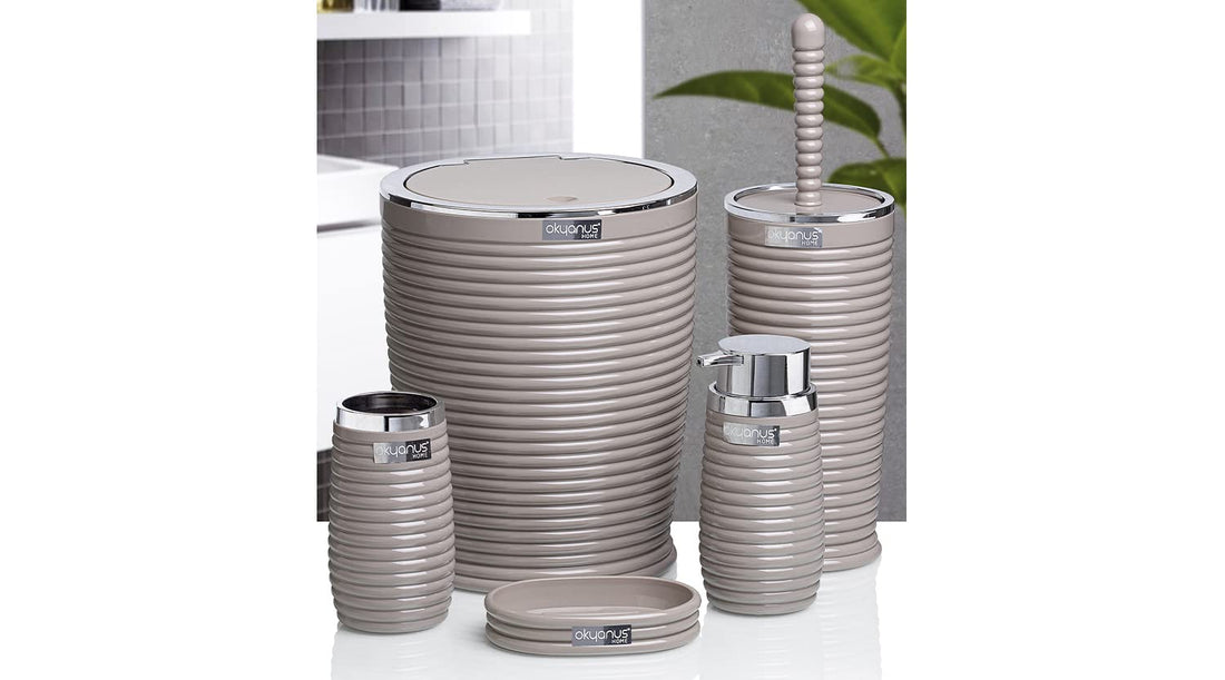 Okyanus 5-Piece Bathroom Set – Elegance (Silver) Brown, 36GCL-OKY-486-1-K