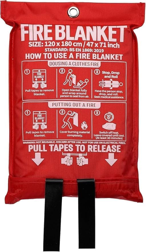 Fire Blanket Flame Retardant Fiberglass, 120x180cm, Ideal for extinguishing fires in homes or commercial places, effective in isolating oxygen from flame helps in controlling fire
