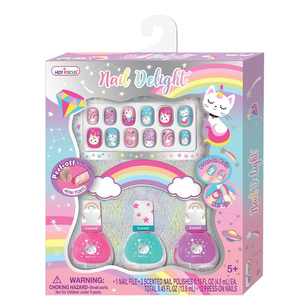 Hot Focus Nail Delight Caticorn Set, Plastic, Cosmetic Nail Set, Doll, Multicolor, 0.65 Kilograms