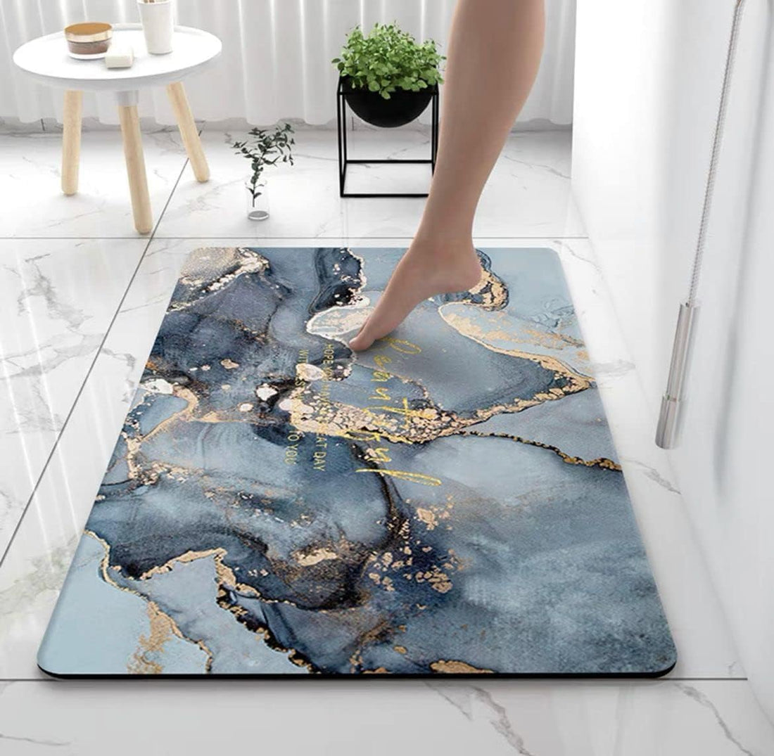Bathroom Mat Kitchen Entrance Mat Leather Diatom Quick Dry Easy Clean Floor Oil Resistant Non-Slip Door Mat Kitchen Entrance Mat Super Absorbent Mat 60x40cm (Shape 8)