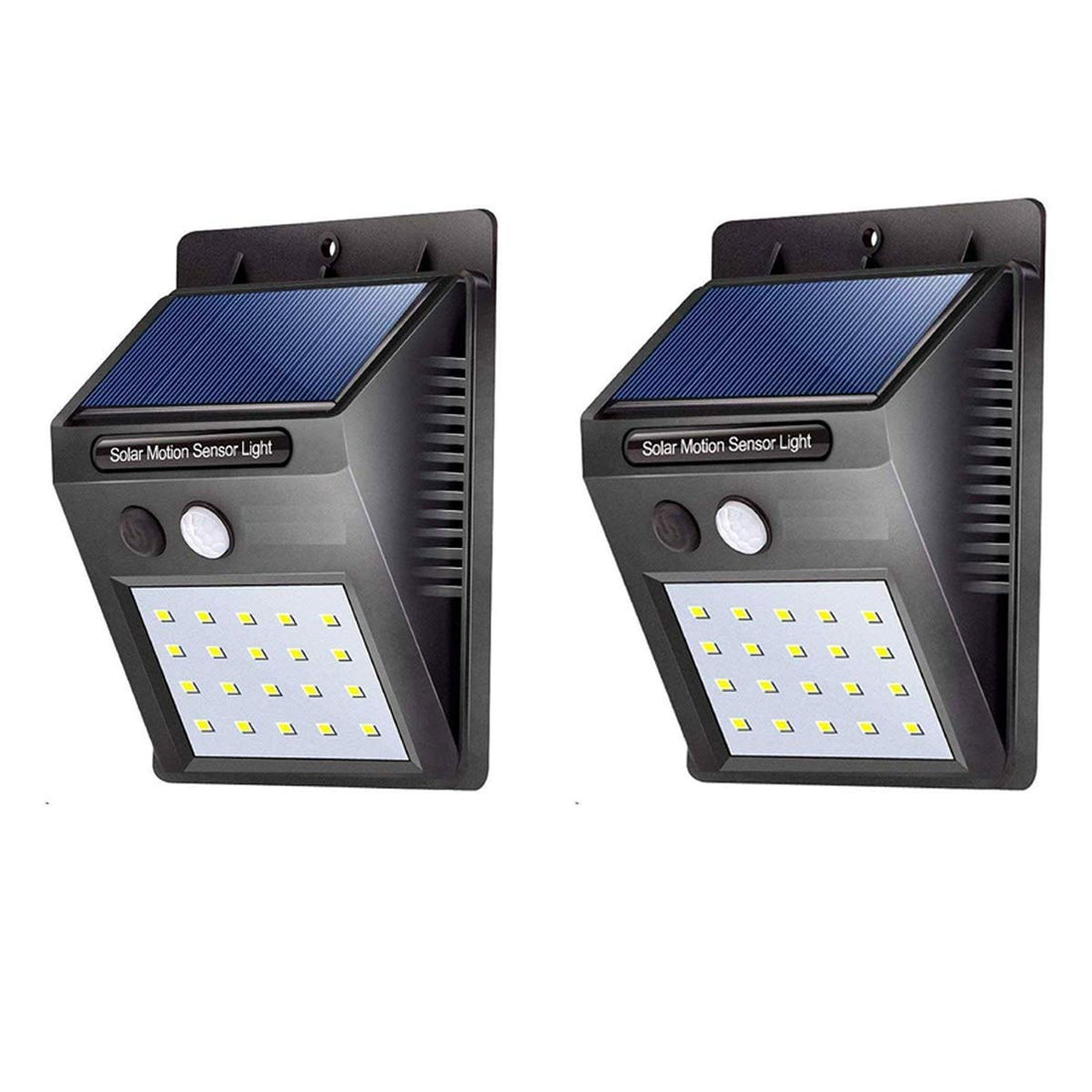 20 LED Outdoor Solar Security Lights with Motion Sensor, Black, 5 x 2 x 1.3 cm (Pack of 2)
