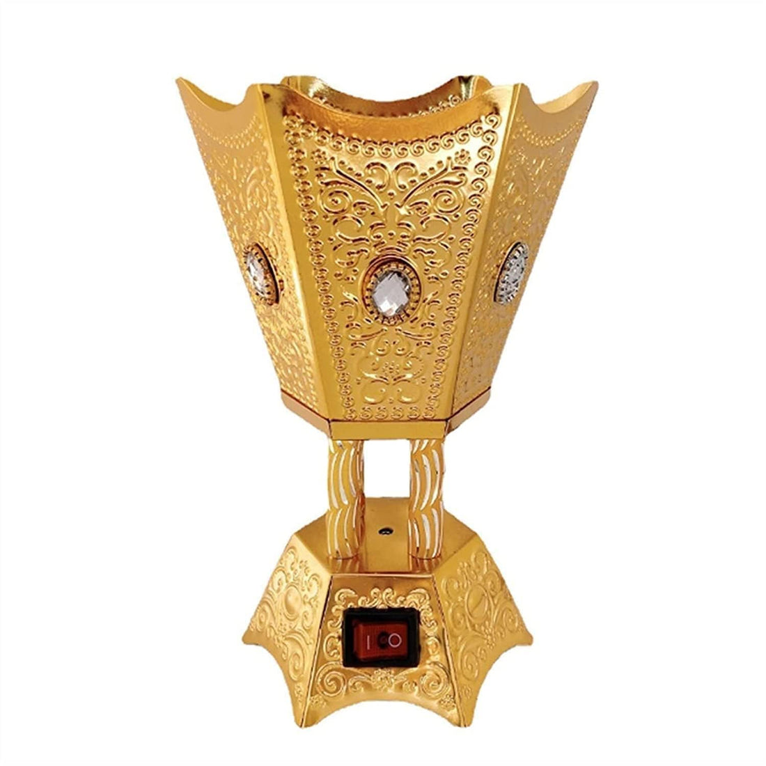 Arabian Metal Electric Incense Burner Islamic Style Incense Bakhoor 220V Aroma Burner Arab Censers Evaporator Air Fresheners (Color : Golden)