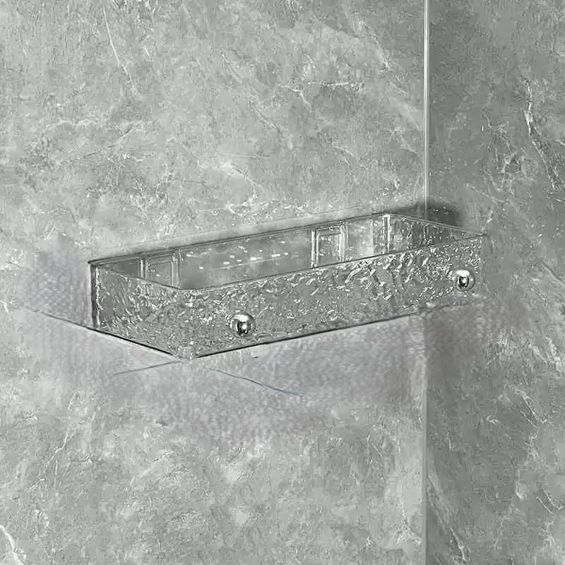Generic Acrylic Bathroom Organiser Shelf, Clear Wall Mounted Storage for Shower Gel and Toiletries, 30cm Length, .mk