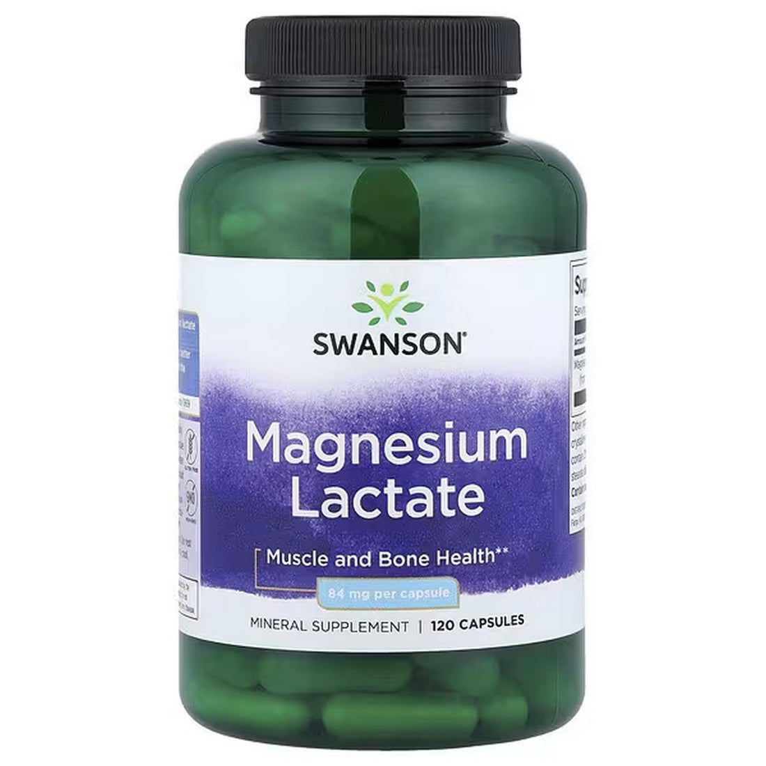Magnesium Lactatee 120 Capsules, with Practical Pill Box, Laboratory Tested, Gluten Free, Soy Free, Vegetarian