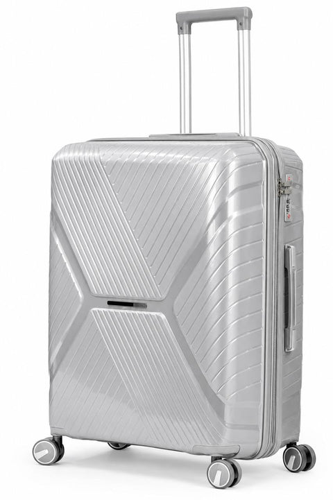 360 Degree Shatterproof Silicone Luggage Trolley Bag, Silver TSA Lock, Adjustable Telescopic Handle (26 Inch)