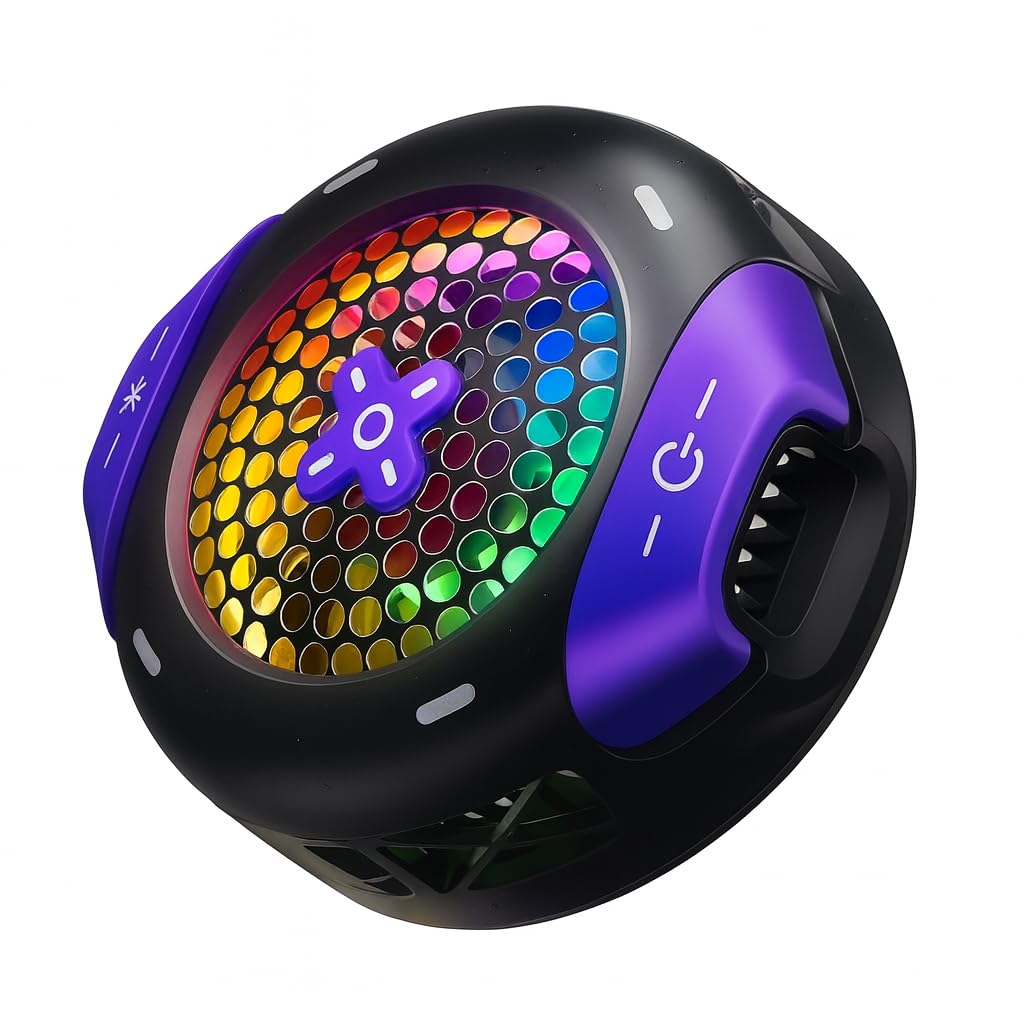 Phone Cooling Fan with RGB Lighting 2ُ575, Magnetic Mount, Type-C Interface, Gaming Device Cooler, Black
