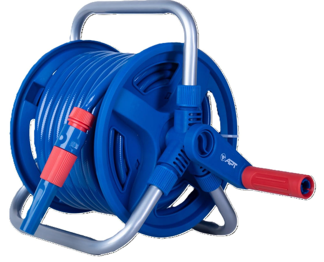 Garden Hose Reel with 20 m hose, 3 conectors and hose nozzle خرطوم مياه بالبكرة 1/2" بالوصلات و الرشاش by circle tools