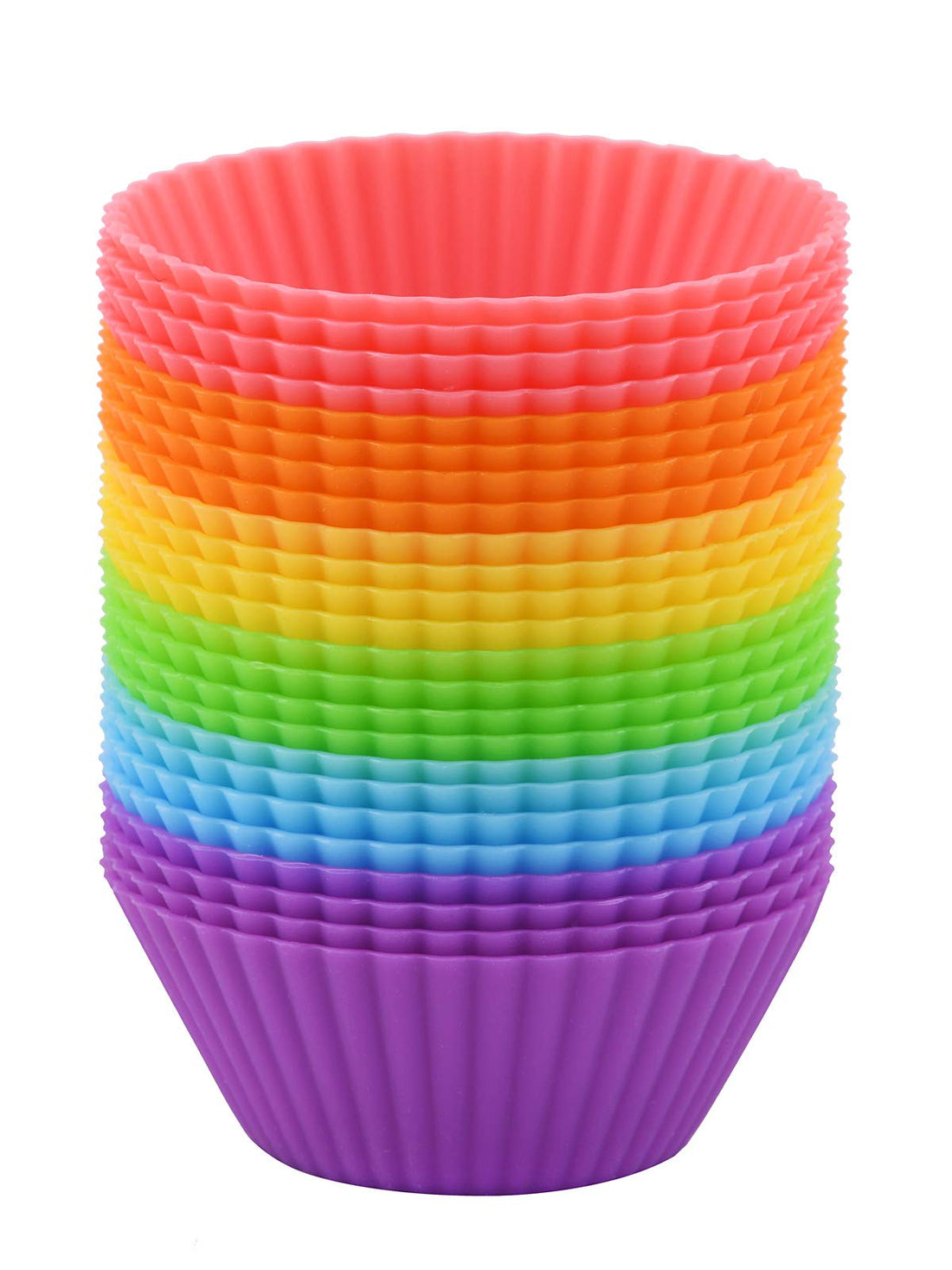 2 Inch Silicone Baking Cups, Reusable and Nonstick Mini Cupcake Liners, Chocolate Holders Truffle Cups, 24 Pack, 6 Vibrant Colors, Round