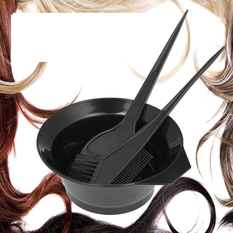Plastic Hair Color Dyeing Kit | Professional Use Dye Brush Kit for Saloon Both Men and Women (1Bowl 3 Brush)