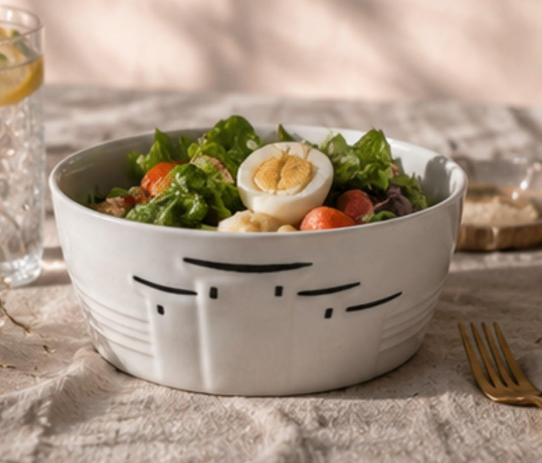 Generic Soup Bowl with Face Design, White, 20 cm, Oven and Microwave Safe, Dishwasher Safe, .ar