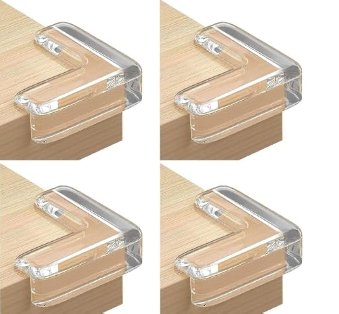 Corner Protector for Baby, Protectors Guards - Furniture Corner Guard & Edge Safety Bumpers - Baby Proof Cushion to Cover Sharp Furniture & Table Edges Transparent With 3M Double Sided Tape (4 Pieces)