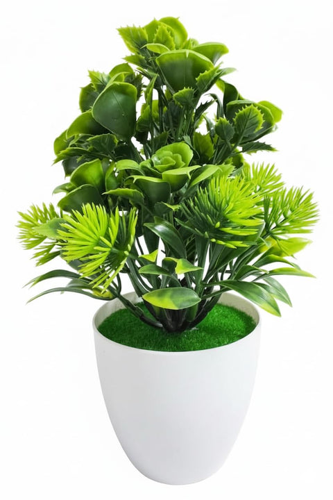 Artificial Plant Yellow and Orange Flowers with White Pot – Home & Office Decor, Natural Shape, Suitable for Tables, Shelves, Hall Decor, Living Room (Green)