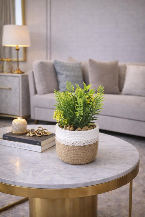 Artificial Plant Decorative Premium Natural Green Leaves in Elegant Pot for Modern Home Decoration (Artificial Planting)