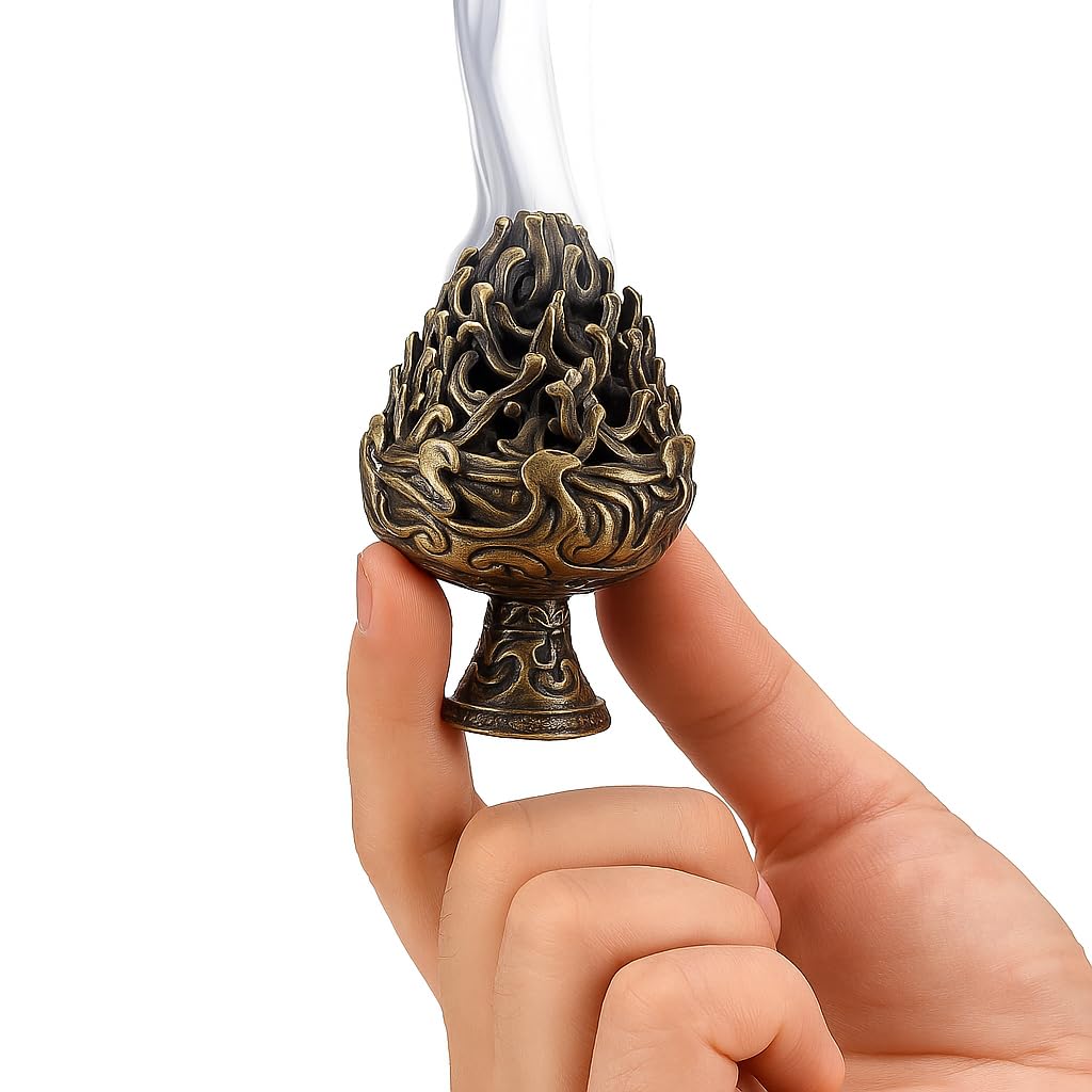 THE PACK | Lotus-Shaped Incense Burner, Zinc Alloy, 6.6 cm Height, Decorative Holder for Sticks, Cones and Coils