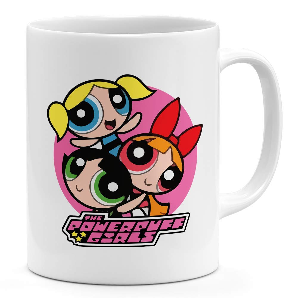 Loud Universe Power Puff Girls Classic Cartoon 11oz Coffee Mug Cute Sticker Style 11oz Ceramic Novelty Mug