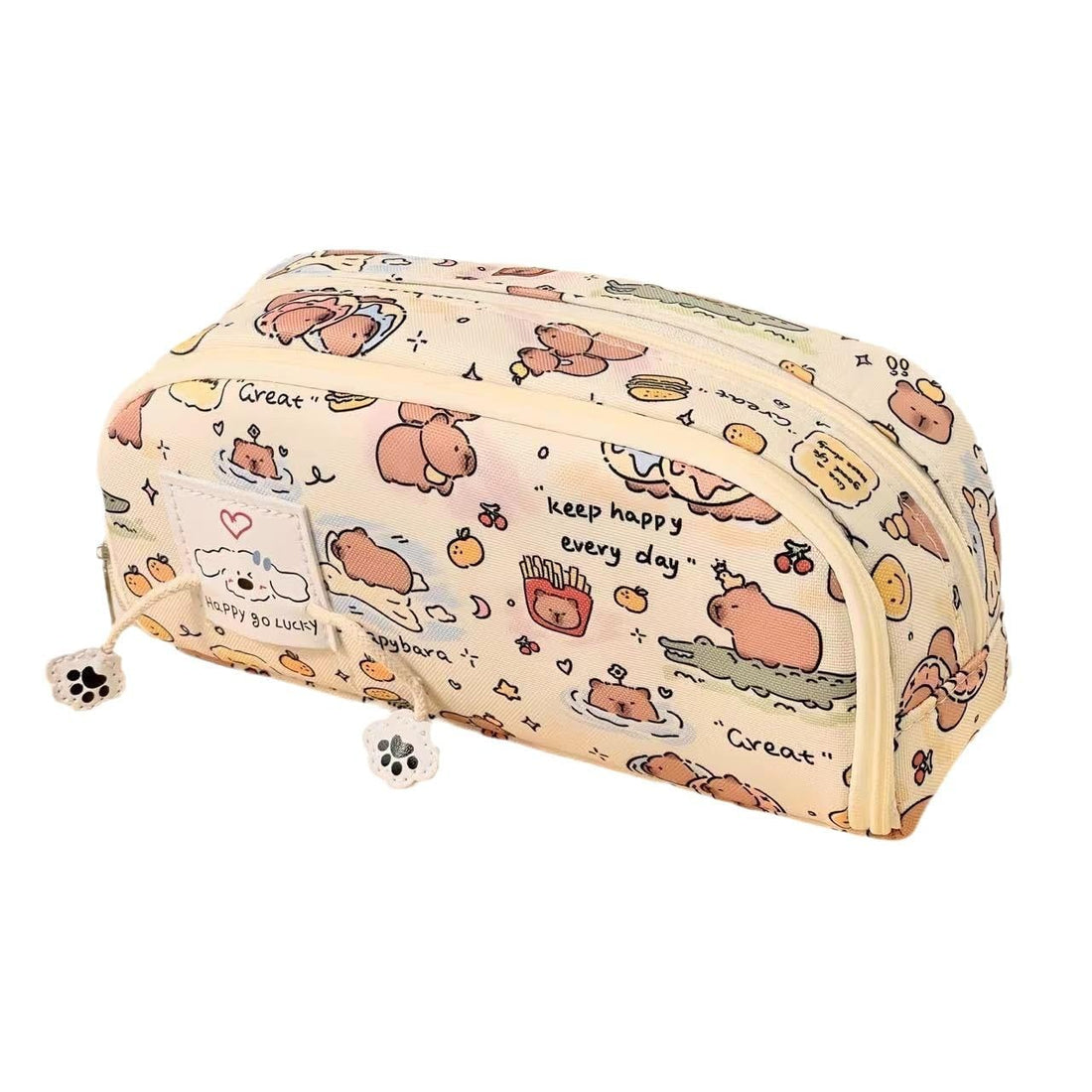 Animal Makeup Brush Pencil Case - Multifunction Drawing Pen Pencil Pouch Storage Bag Pen Bag Makeup Bag Waterproof Multi-Layer Animal Adult Pencil Case (Capybara)