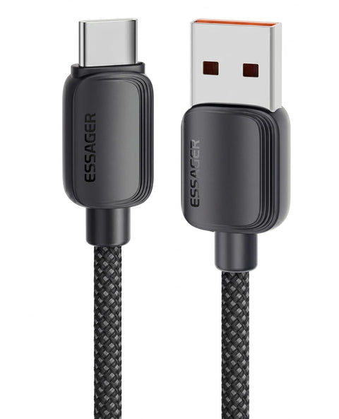 Essager 100W 7A USB-A to USB-C Cable | SuperVooc & SuperCharge Fast Charging Cord | PD3.0/QC3.0 Braided Nylon Type C Wire |480Mbps Sync for HuaweiMobiles, OnePlus, OPPO, Samsung | 1m 2m 3m - (2 Meter)
