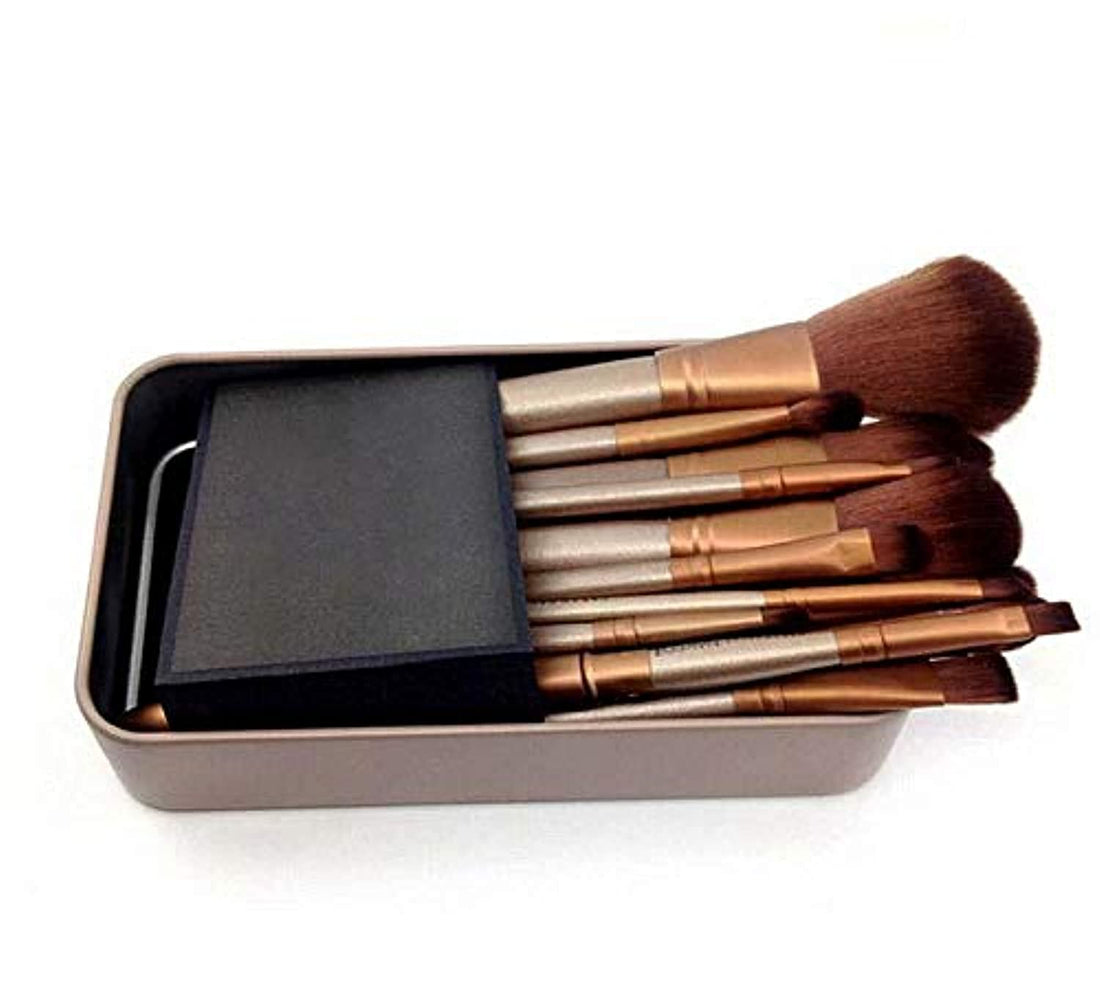 12 pcs kit professional makeup brushes set with Metal boxes