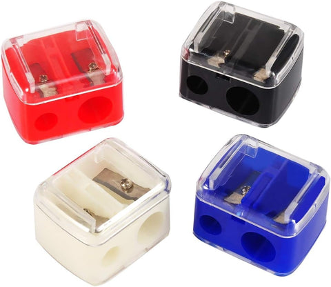 Makeup Pencil Sharpener with Cap and Double Hole - Used for Eyeliner, Lip Pencil, Eyebrow Pencil, Mini Pocket Accessory Sharpener (2 Pack(Multicolor))