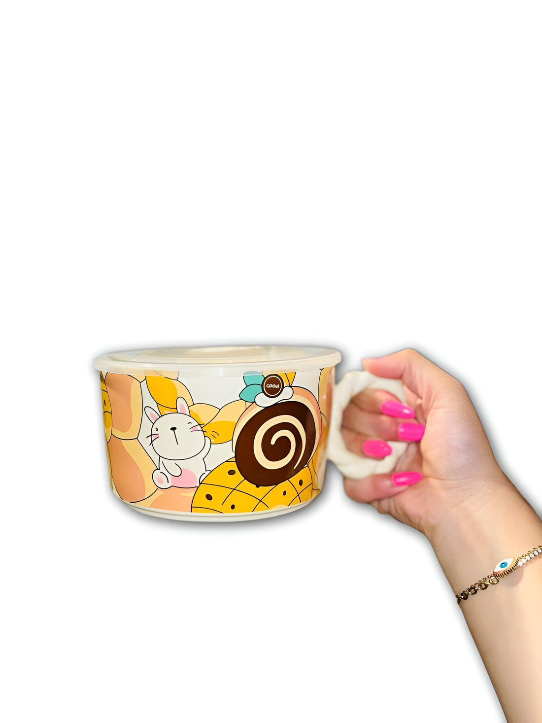 Noodle Soup Bowl - Spacious Ceramic Microwave-Resistant Container with Lid and Handle, Crafted for Instant Ramen Preparation, Japanese-Inspired Durable Ceramic Dish for Everyday Use (Model 2)