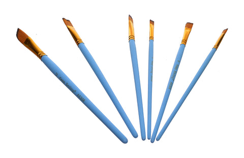 Keep Smiling Professional Artist Paint Brush Set of 12 Different Shapes Multi Functional for Canvas, Watercolor, Oil and Acrylic Painting - Gold/Light Blue