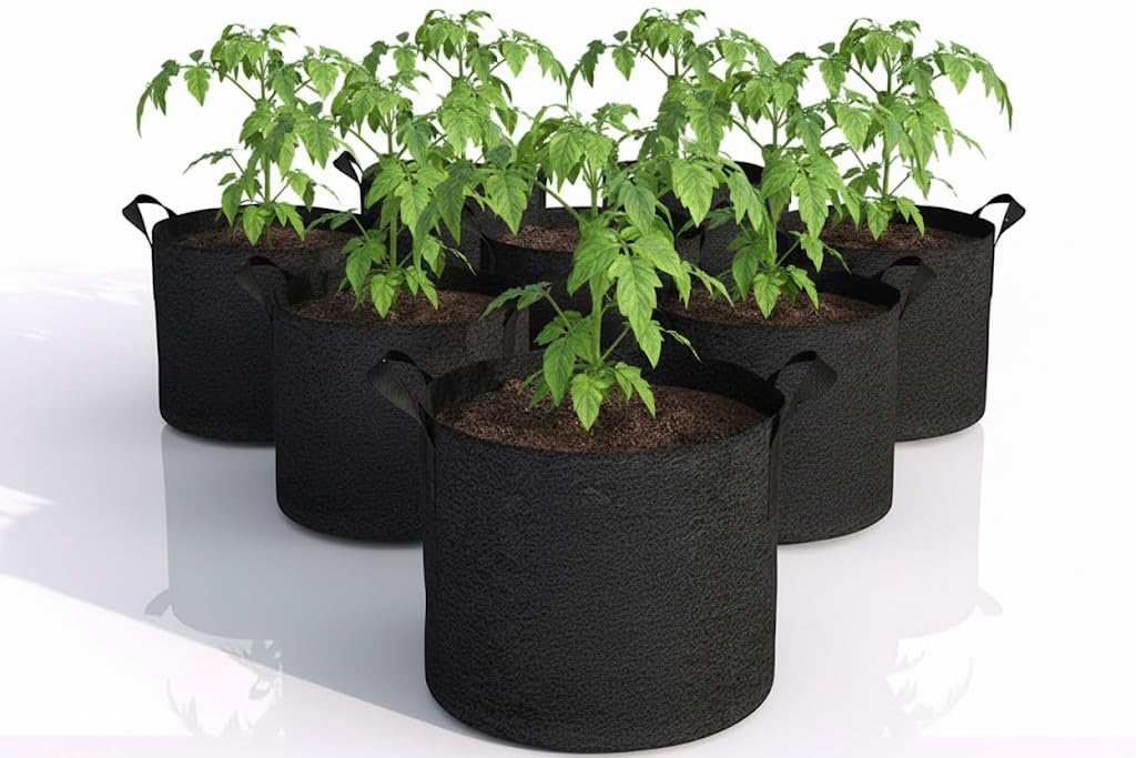 Meridian 15 Gallon Fabric Grow Bags (Set of 3) - Thick Heavy Duty Non Woven Plant Pots with Handles - Breathable Grow Pots for Vegetables, Flowers, Mushrooms - Black.
