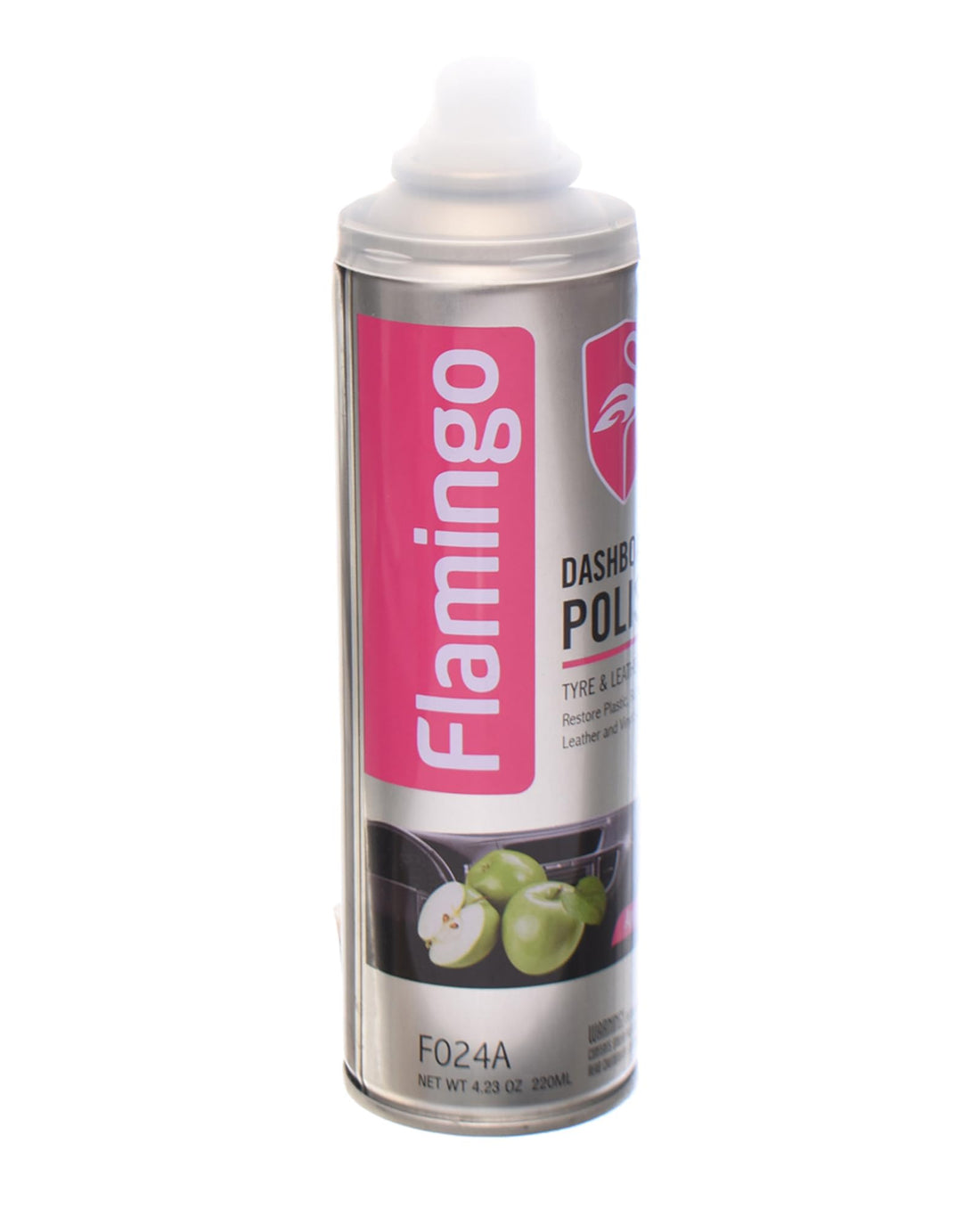 FLAMINGO Dashboard Polish 220ml Cleans, Protects, and Leaves a Pleasant Fragrance, Matte Finish Dashboard Polish,Protects and Shines Plastic, Leather, and Rubber Surfaces Apple Scent - Multicolor