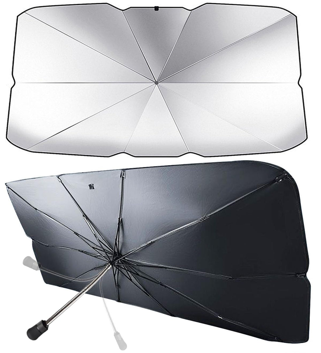 Car Front Sun Shade, Foldable Anti-UV Rays, Sunshade Umbrella for Car Front Moons, Windshield Sunshade for Cars, SUVs, Trucks (140 x 79 cm)