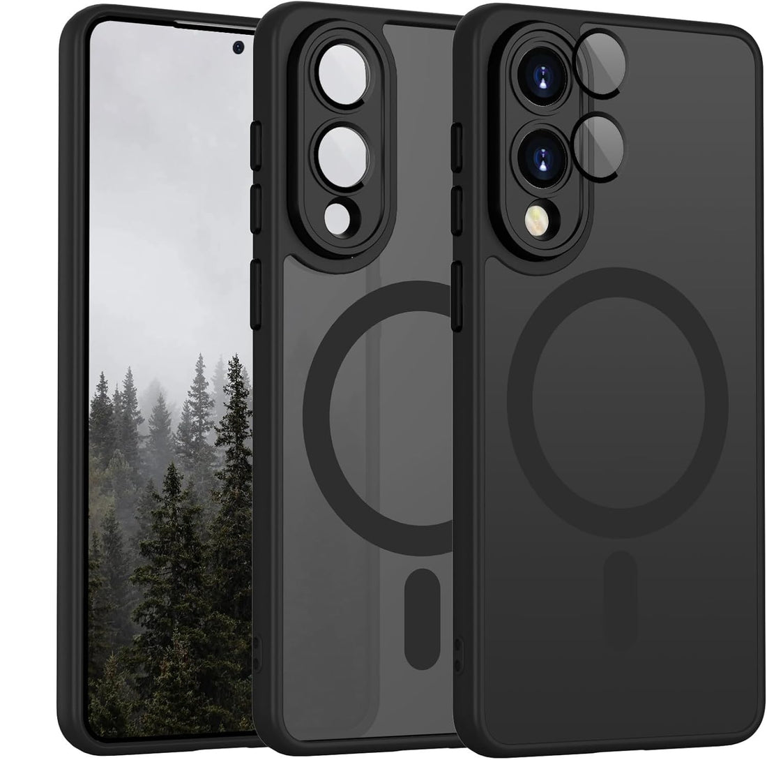 Grabist Magnetic case for Samsung Glaxy S25 Edge, Full Camera Protection with lens, Compatible with wireless charging, Translucent Matte, Shockproof Case For samsung s25 edge (Black)