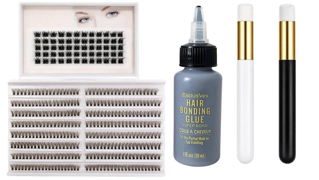 DIY Lash Styling Kit with LC125 One by One Lash Tray, 30D One by One Lash Tray, 2 Lash Shampoo Brushes and 1 Lash Glue Bottle for Lash Routine Use