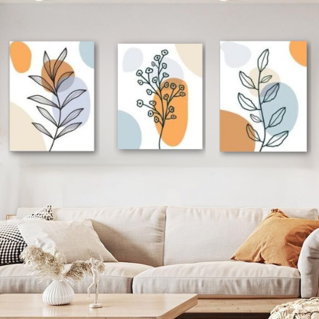 Boho Modern Botanical Wall Art Set of 3 MDF Prints, Available in Multiple Sizes, 6mm Thick (40 x 60 cm)