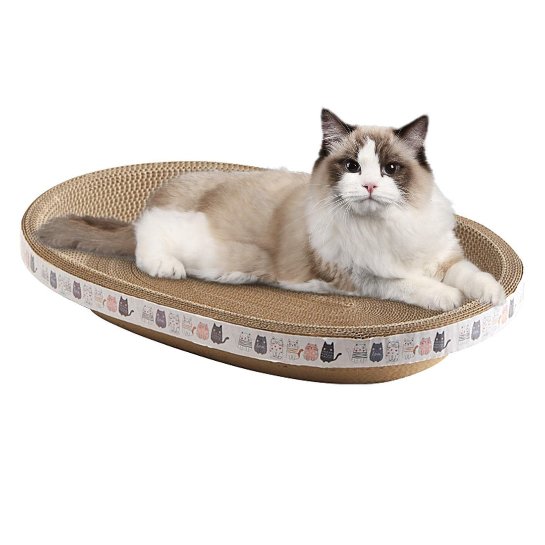 Cat Scratching Board - Oval Corrugated Cardboard Cat Scratching Board | Cat Scratching Pad | Cat Scratching Bed | High Density Oval Cardboard Cat Scratcher for Playing and Sleeping