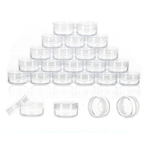 12 Pieces Empty Plastic Jars for Cosmetics, Travel Sample Containers, Small Round Cosmetic Jars for Cream, Lip Balm, Sample (10g/10ml), Transparent.
