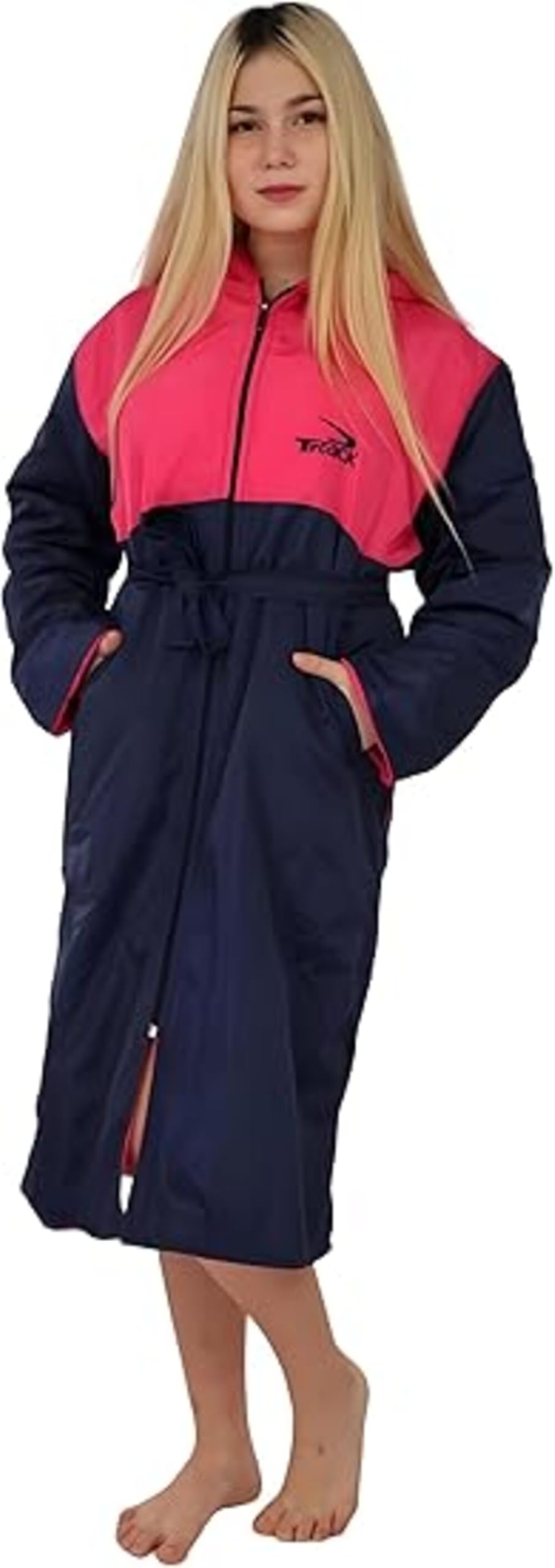 track Waterproof swimming bathRobe with Hood, Quick-Dry Swim Robe, Long Sleeve Beach Bathrobe for Swimming, Pool, Surfing, and Outdoor Activities