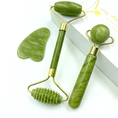 Hanso 1 Jade Roller Gua Sha Massage Set: Includes a 3-in-1 Natural Jade Stone Roller, Face Massager, and Eye Treatment Tool for Radiant Skin Enhance Your Skin Care Routine with the Jade Roller