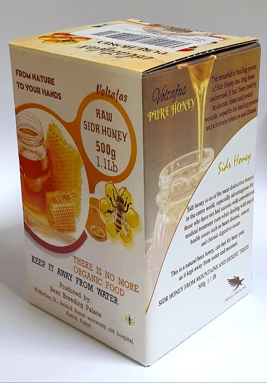 Voltafas Organic Raw Mountain Sidr Honey, 100% Pure Grade A, 100% Natural, 500g