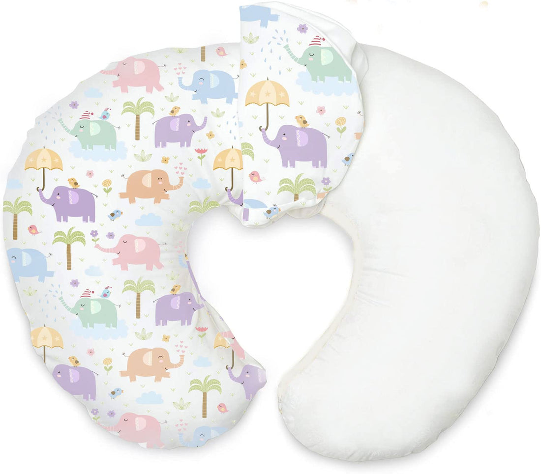 Feeding Pillow, Breast Feeding Pillows with Removable Cover, Nursing Pillow and Positioner, Breastfeeding, Bottle Feeding, Baby Support - Elephant Pattern