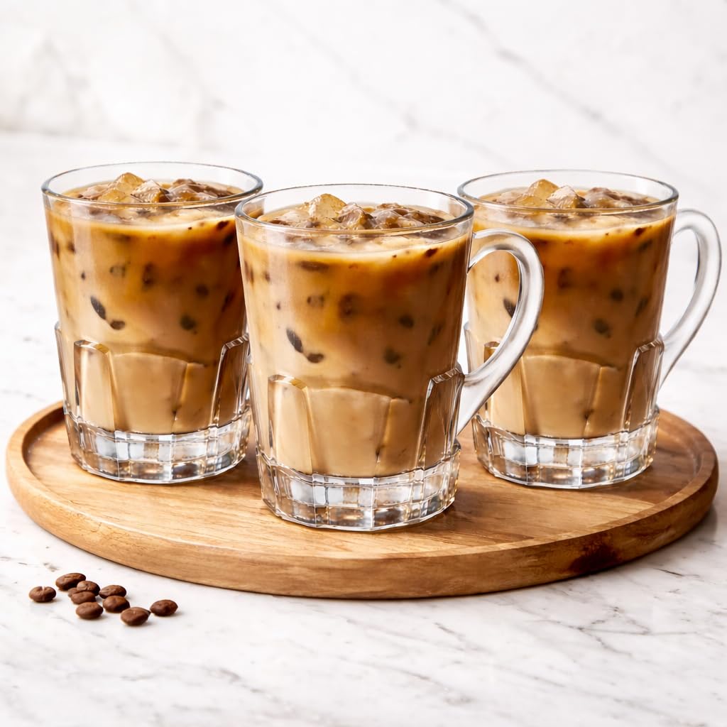 OVA Elegant Clear Glass Coffee Mug with Unique Geometric Base, Heat-Resistant Durable Drinking Cup for Tea, Latte & Cold Beverages, Modern Transparent Design for Home & Office Use (3)