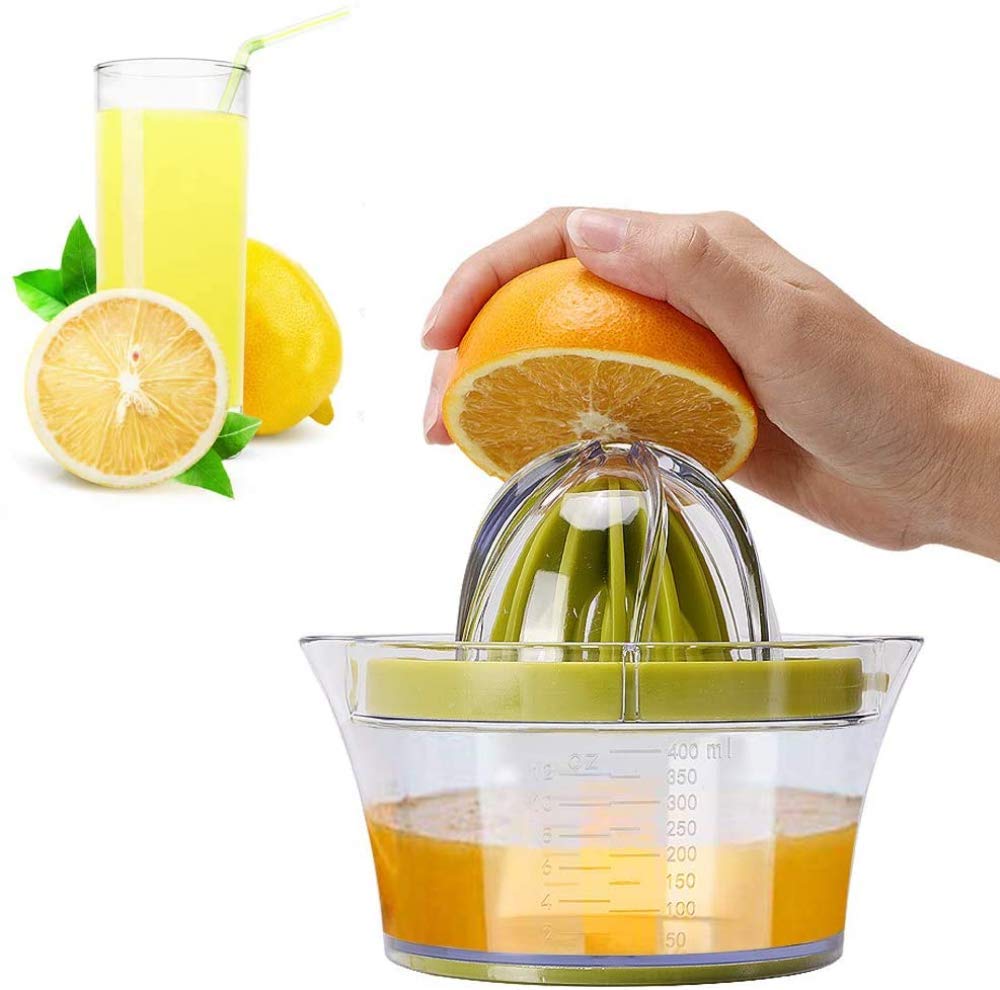Manual Juicer Lemon Squeezers 14.5 x 7.5cm, Multifunctional Orange Citrus Lime Juicer, Hand Fruit Press with Measuring Container 400ml
